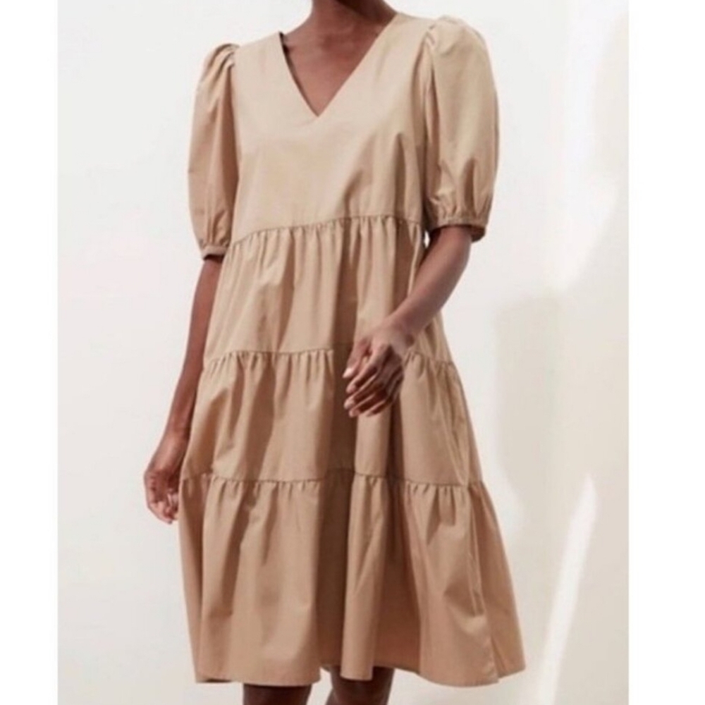 NWT Banana Republic Organic Cotton Dress -  Tiered With Puff Sleeves